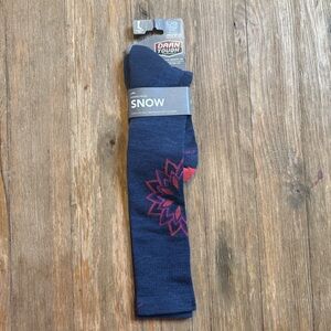 Darn Tough Wool Women’s over the Calf Snow Socks - Blue floral, Large, NWT